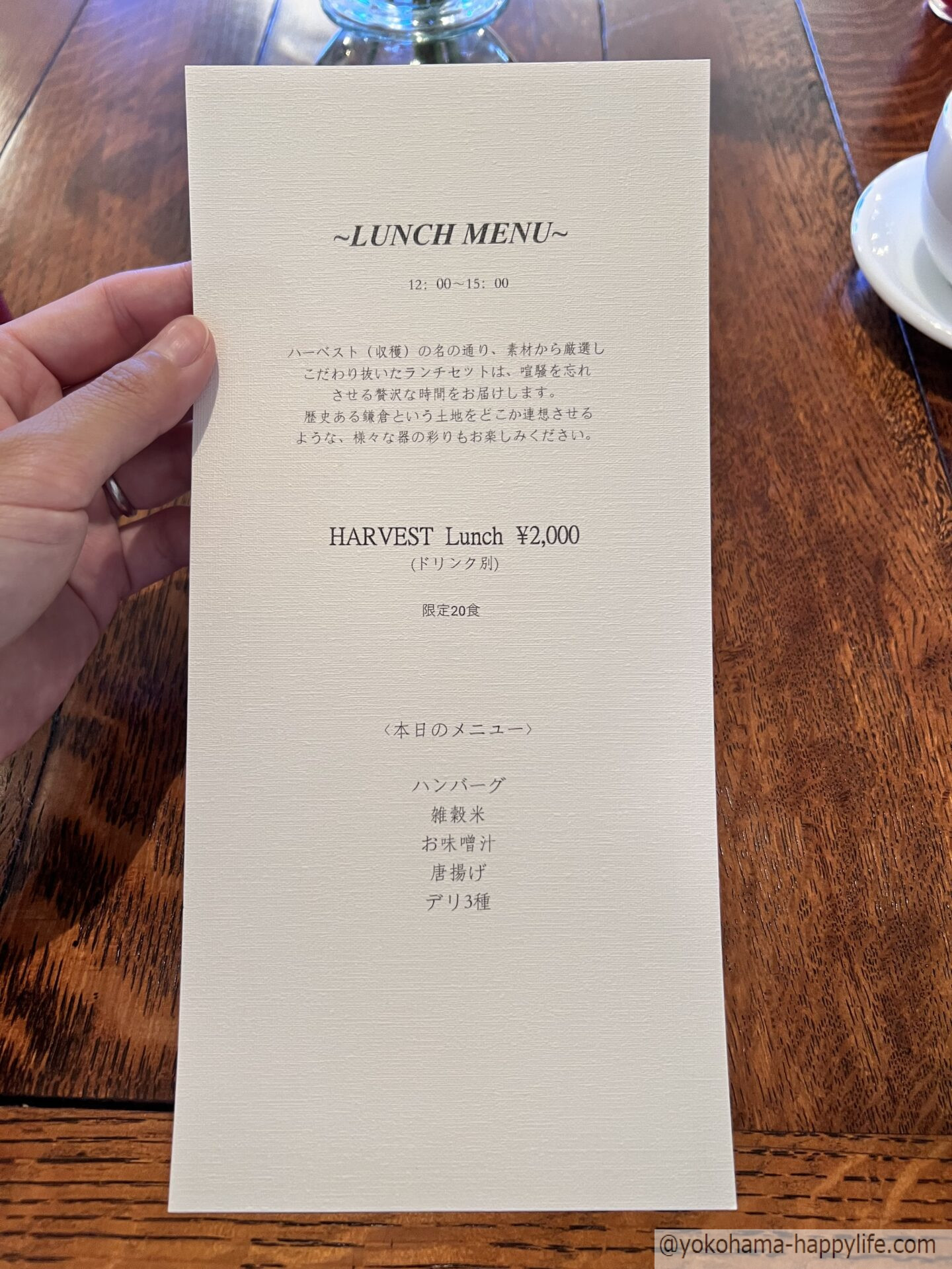 The HARVEST Store & Cafe LUNCH MENU